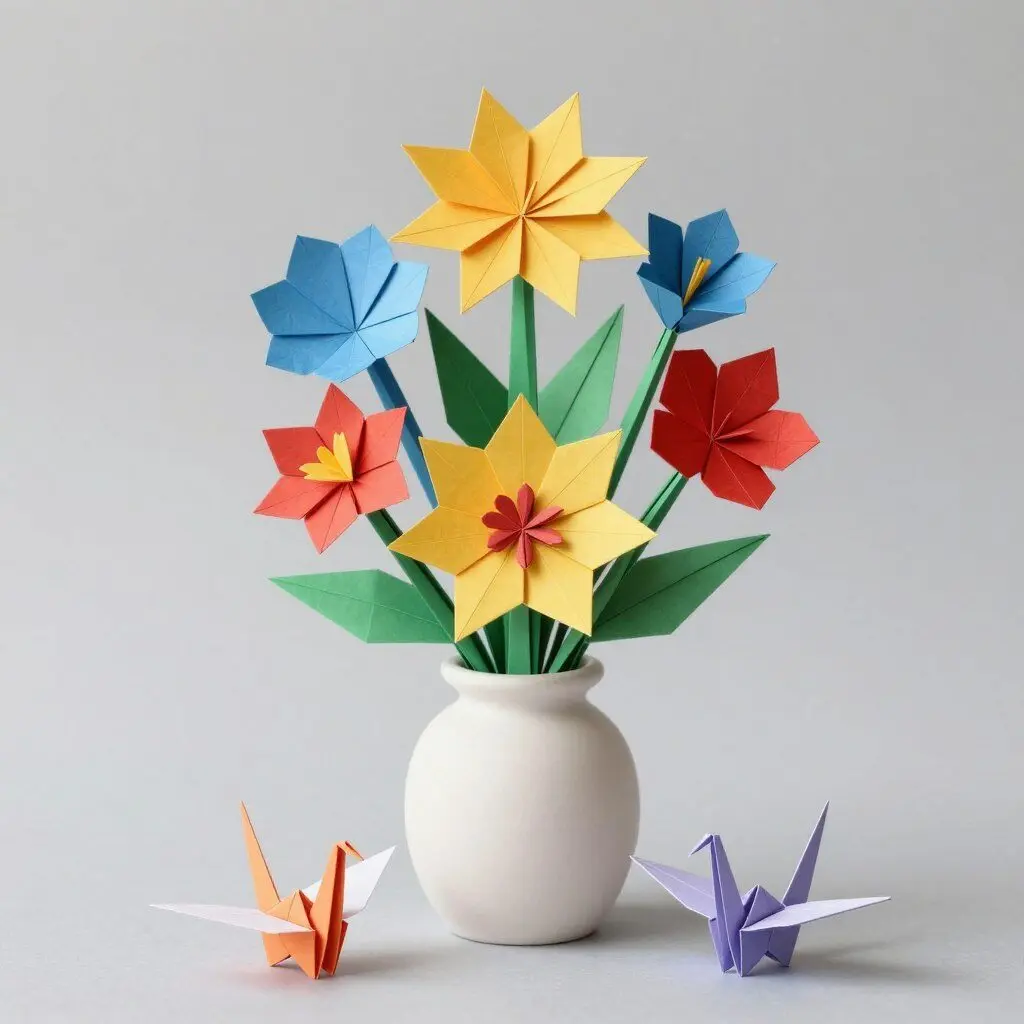 Origami flower bouquet paper craft