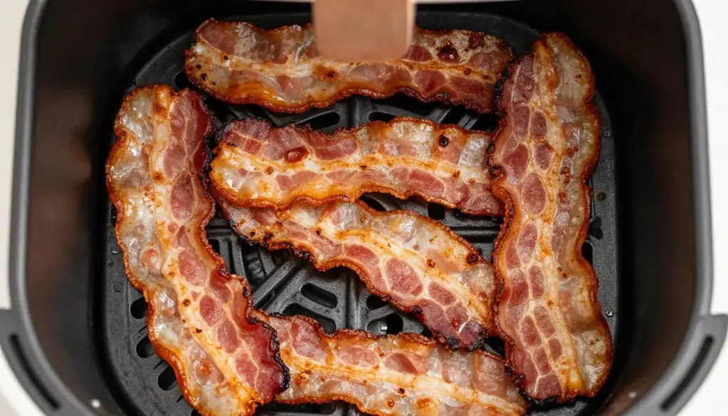 Perfectly cooked crispy air fryer bacon strips