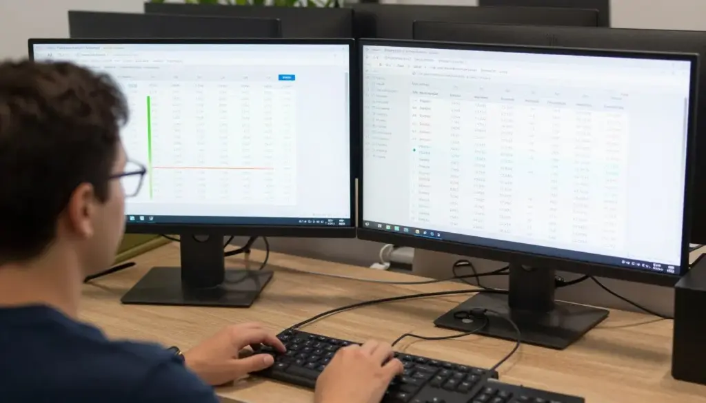 Person analyzing eBay sales data and planning business growth