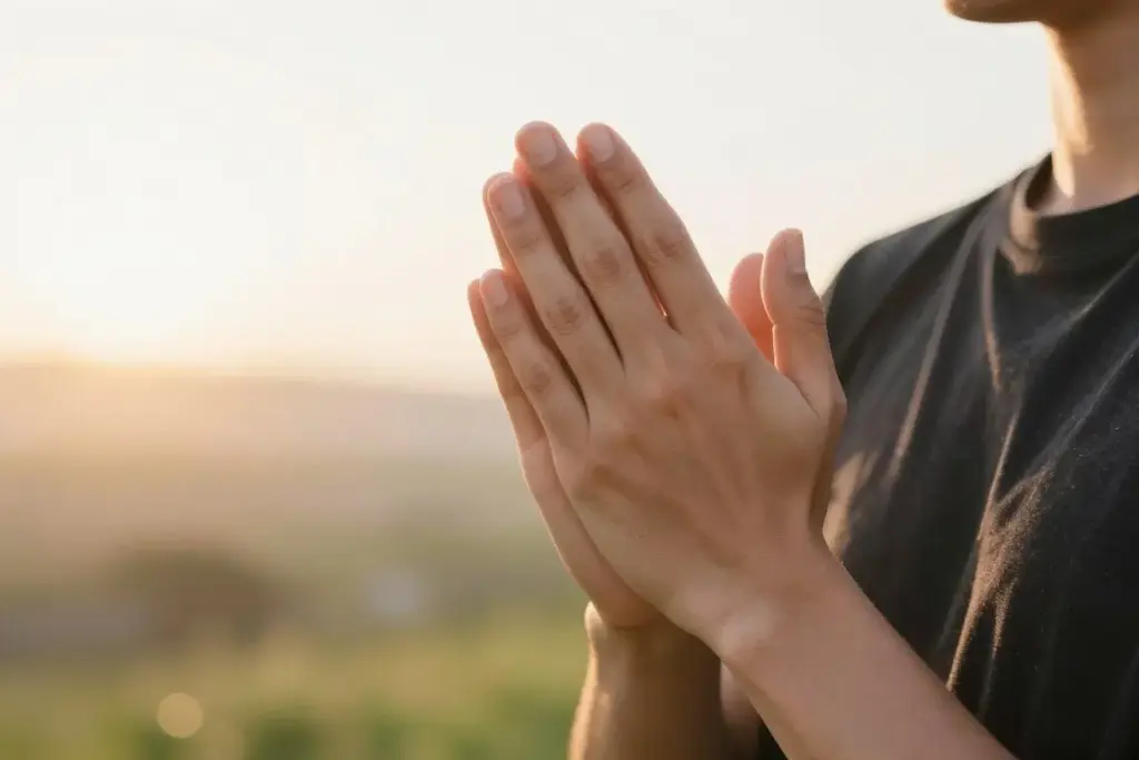 Person expressing gratitude for life's blessings