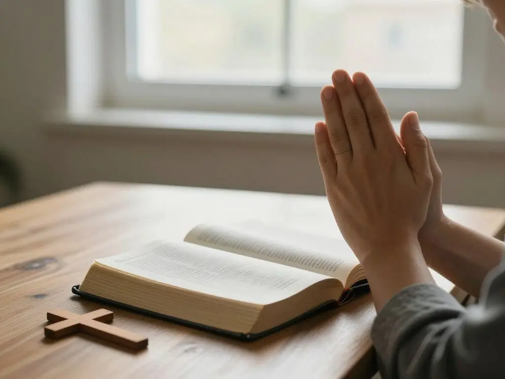 Person in quiet prayer and reflection during Lent season showing true meaning beyond rules