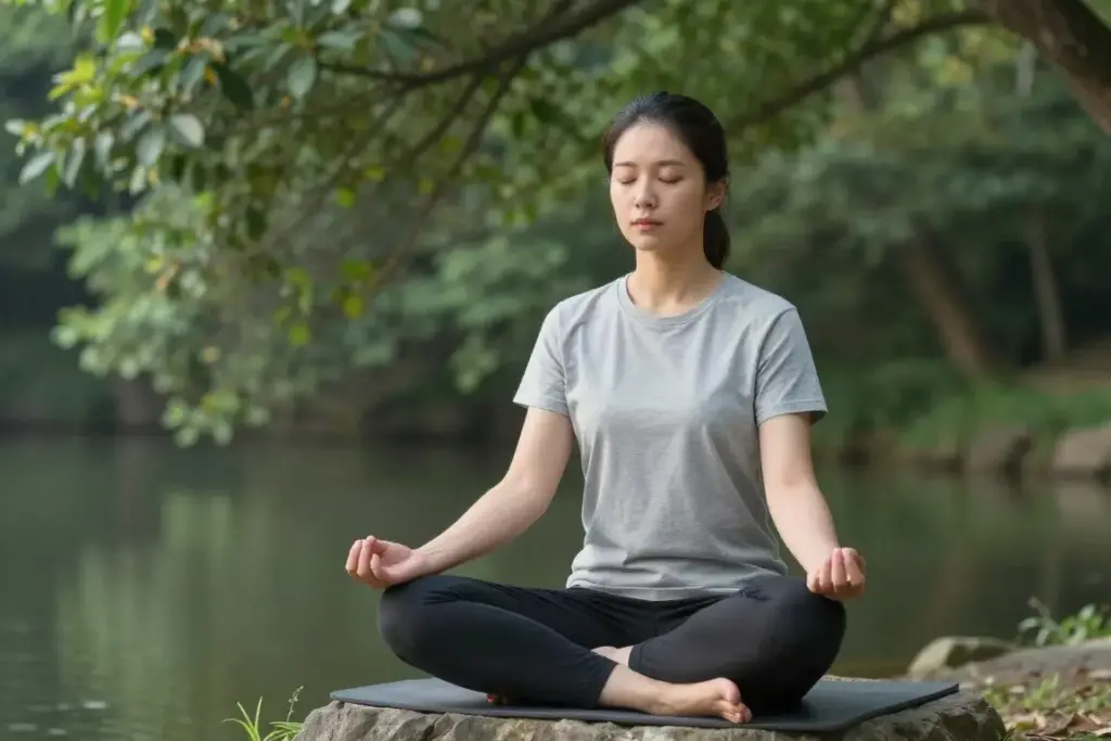 Person practicing mindfulness in nature