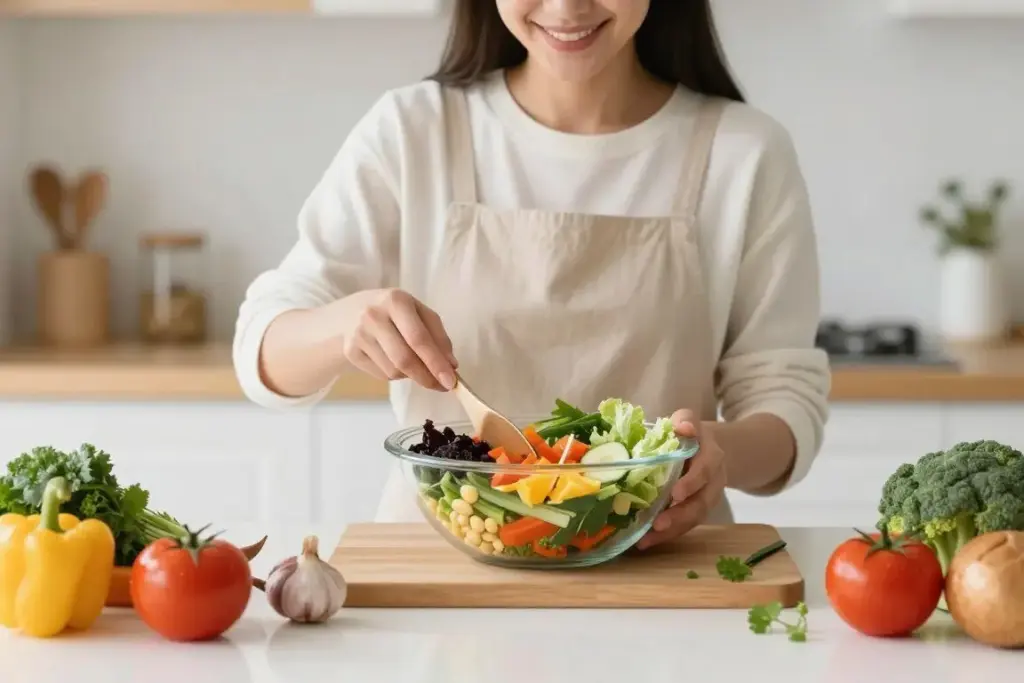 Person preparing a nourishing meal