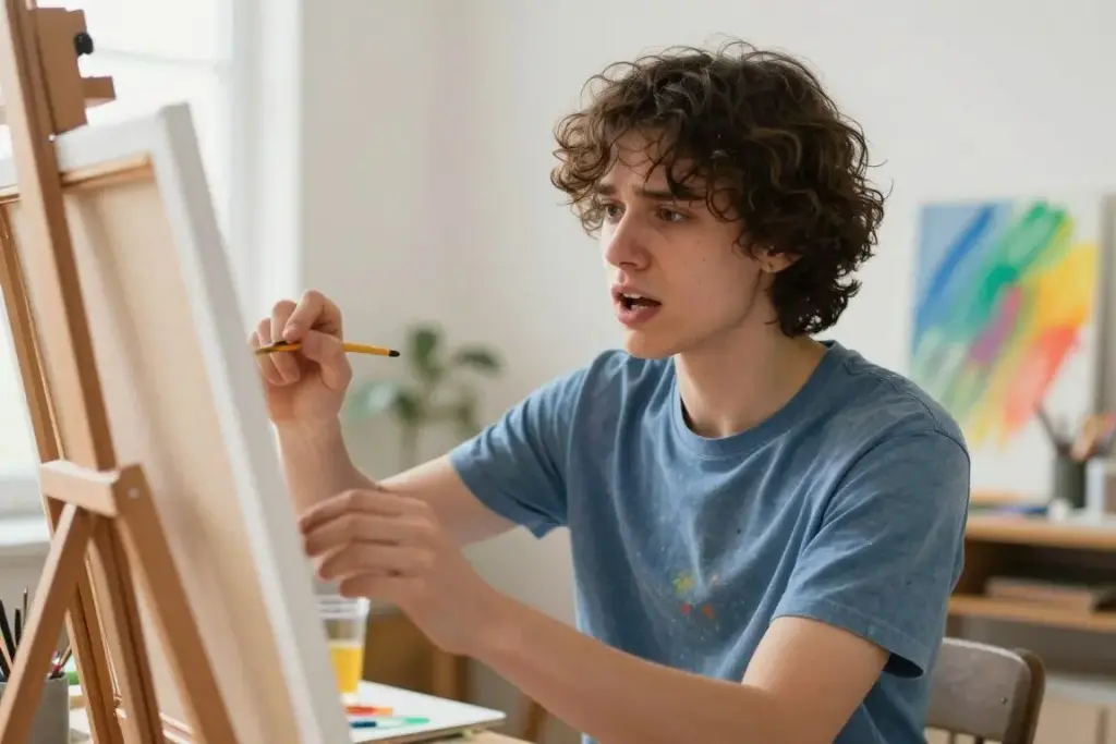 Person releasing emotions through creative expression