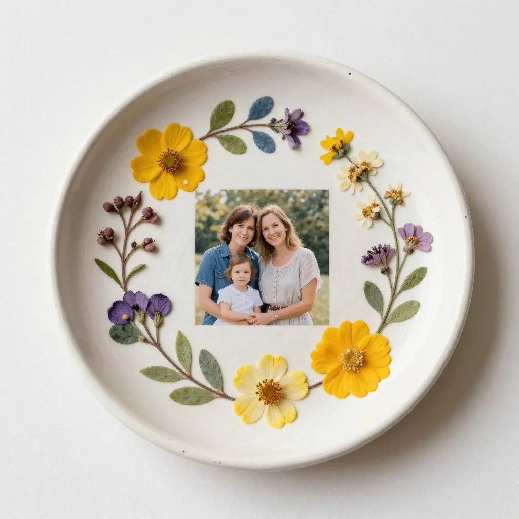 Personalized photo clay dish with family pictures for mom