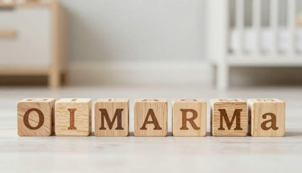 Popular baby girl names displayed on wooden blocks