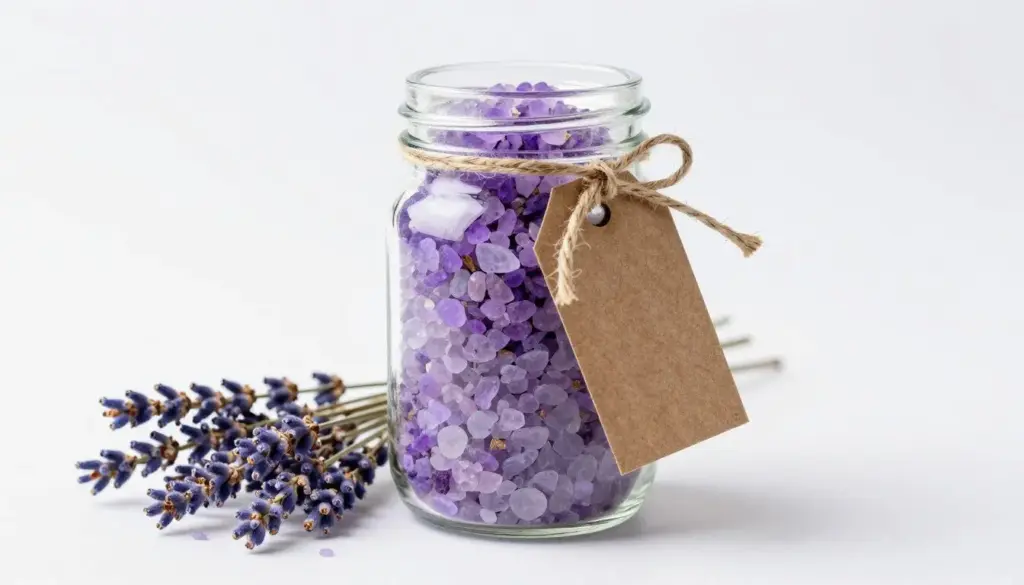 Simple DIY bath salts in mason jar with lavender