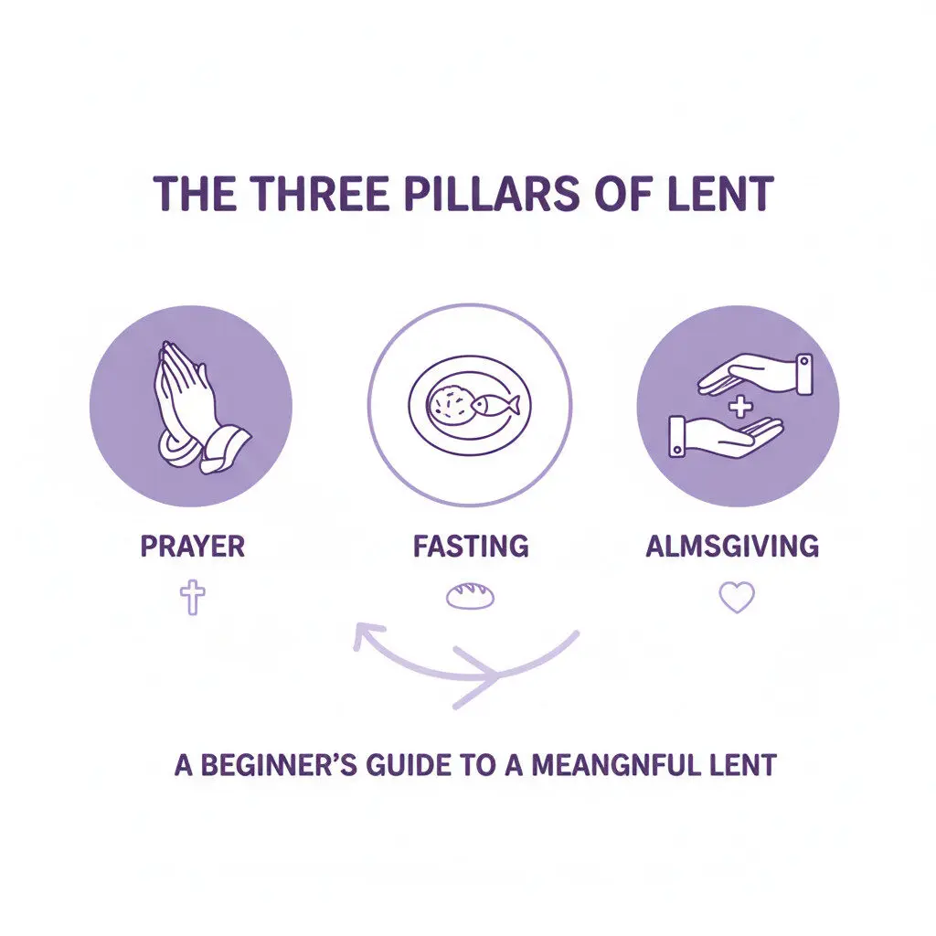 Simple visual guide showing basic Lent season rules and practices for beginners