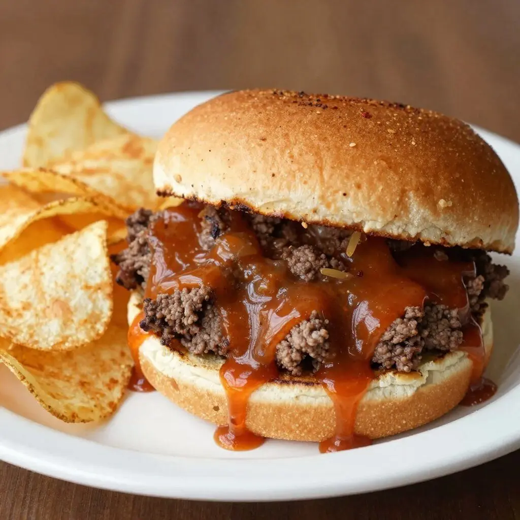 Sloppy joes on hamburger buns