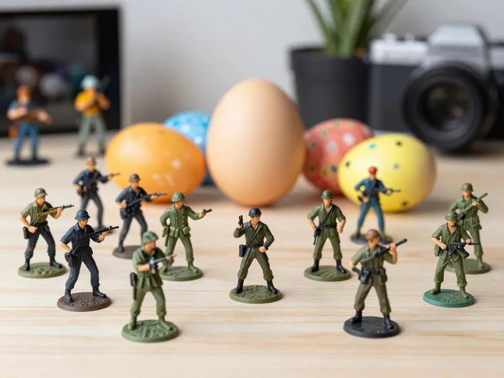 Small plastic army men figures and action figures for Easter eggs