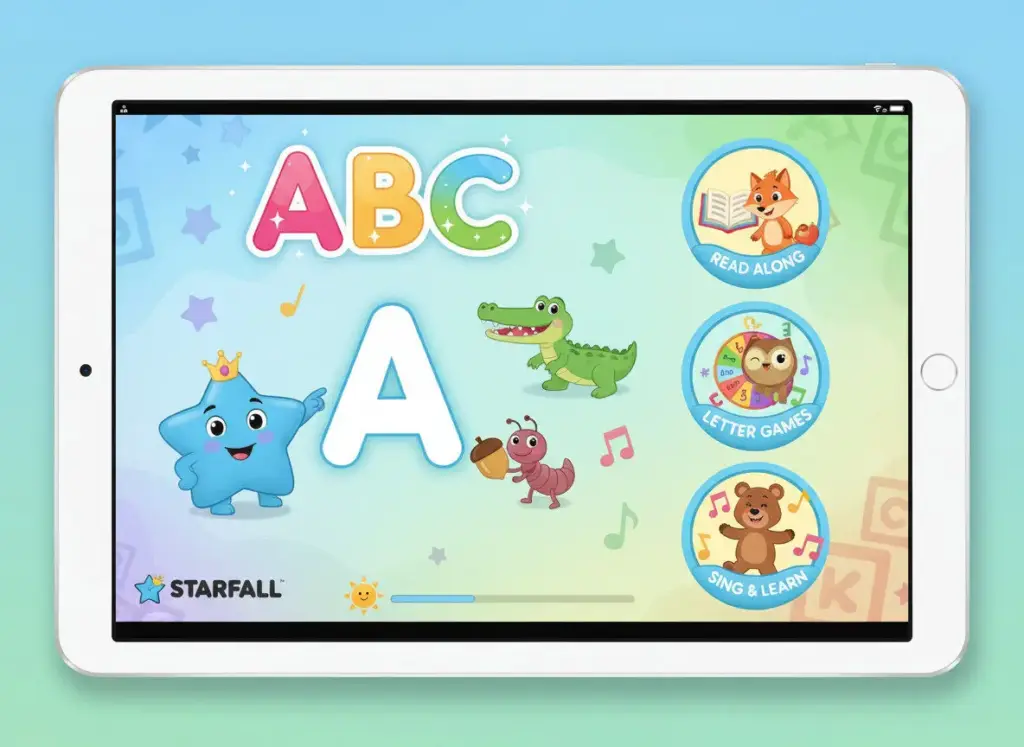 Starfall reading app with phonics activities