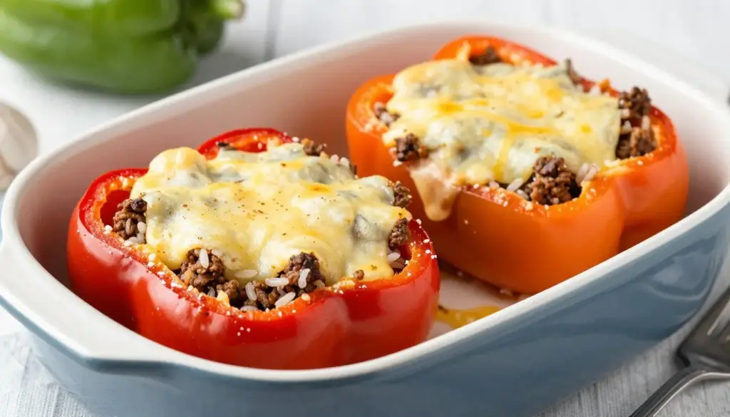 Stuffed pepper casserole in baking dish