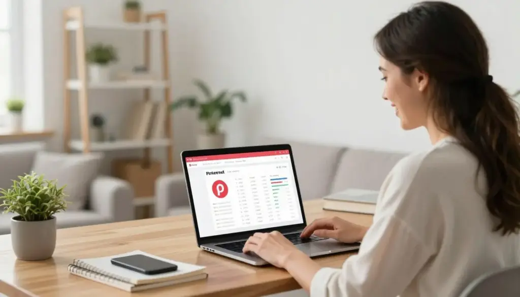 Successful stay-at-home mom working on Pinterest business