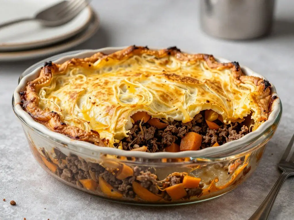 Sweet potato shepherd's pie in baking dish
