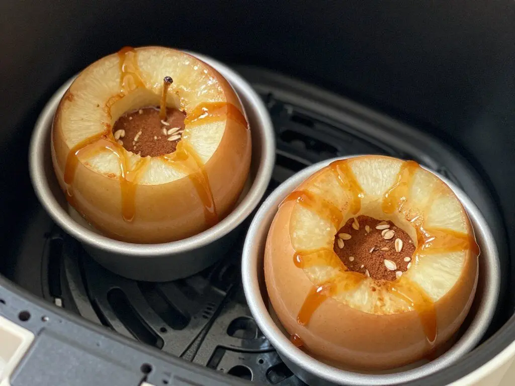 Tender air fryer baked apples with cinnamon