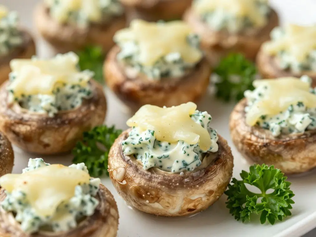 air fryer stuffed mushrooms with cheese and herb filling air fryer stuffed mushrooms with cheese and herb filling
