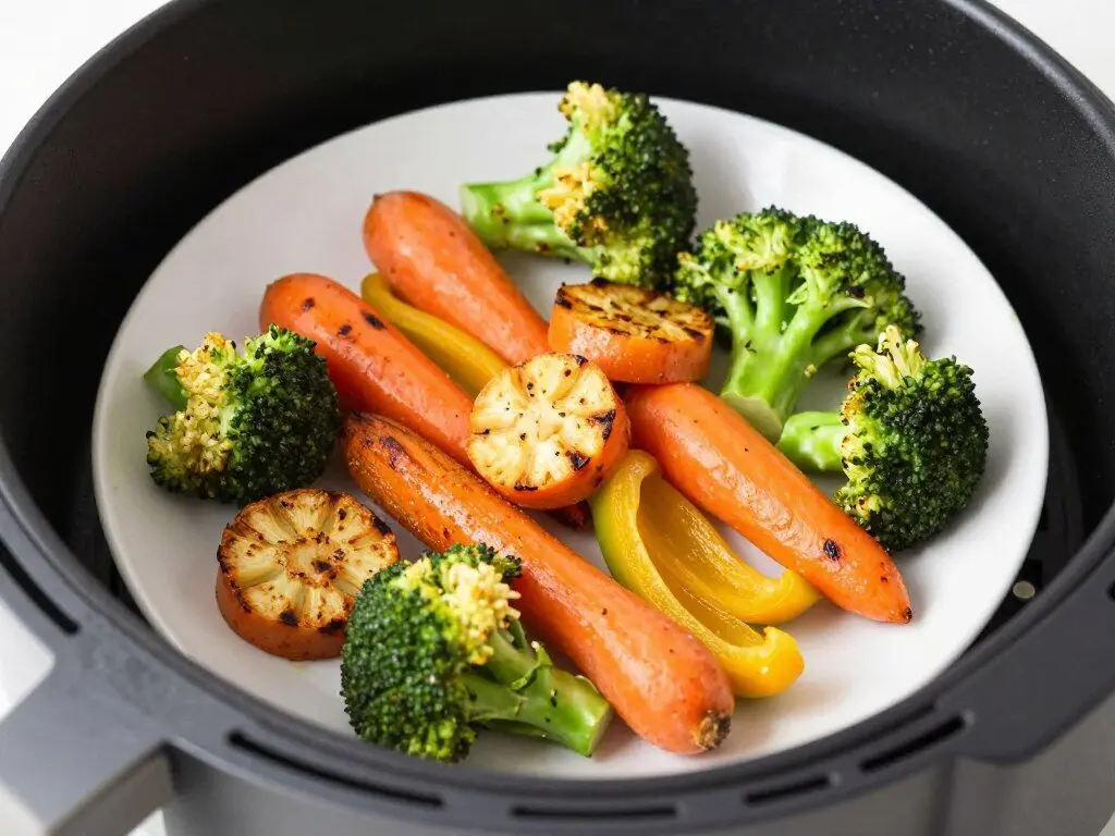 air fryer vegetables including broccoli and carrots