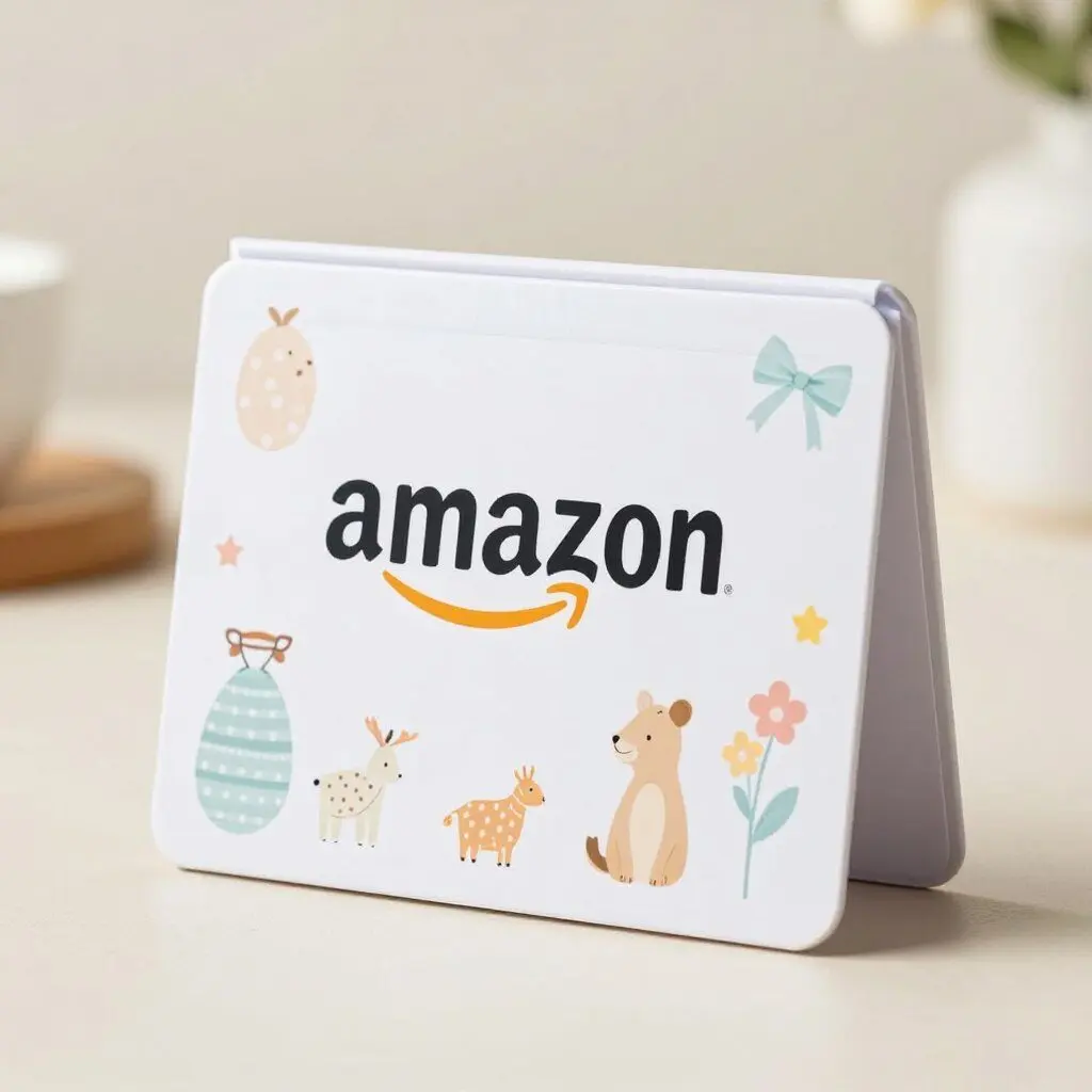 amazon gift card in decorative holder for baby shower game prize