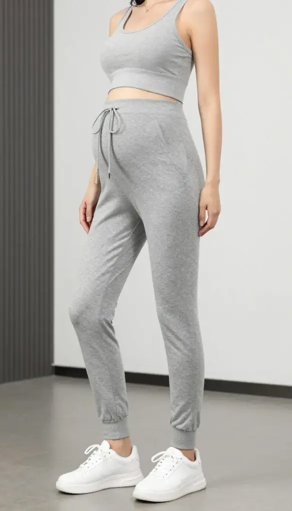 casual maternity outfits featuring joggers and crop top athleisure style casual maternity outfits featuring joggers and crop top athleisure style