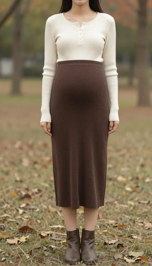 casual maternity outfits ribbed henley with knit skirt pregnancy fashion casual maternity outfits ribbed henley with knit skirt pregnancy fashion