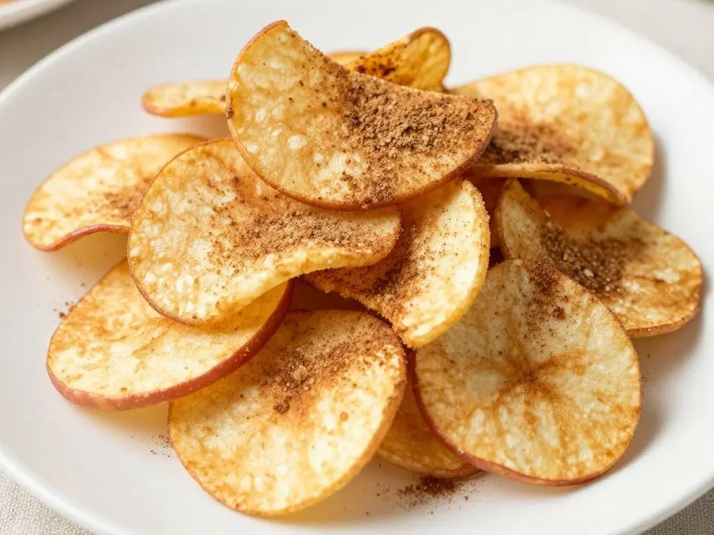 crispy cinnamon apple chips from air fryer crispy cinnamon apple chips from air fryer