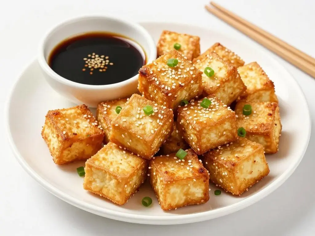 crispy golden air fryer tofu cubes crispy golden air fryer tofu cubes