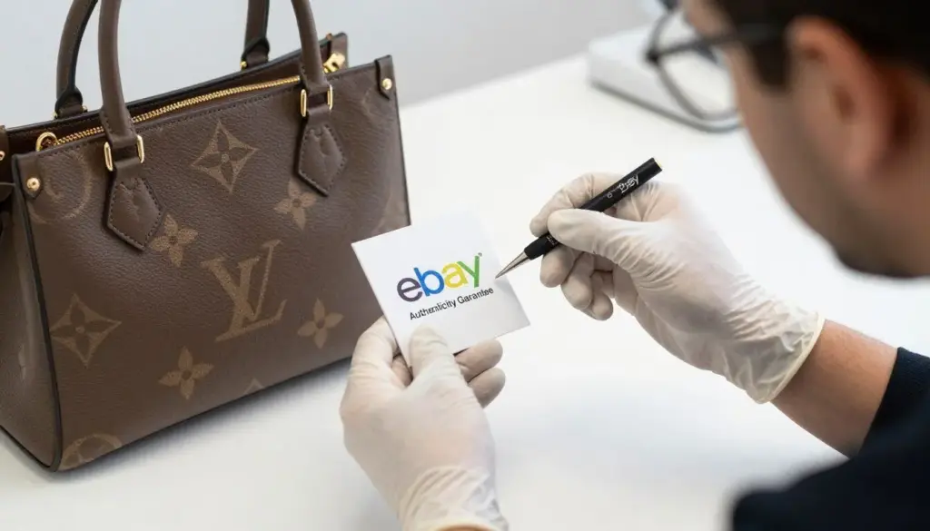 eBay's Authenticity Guarantee service checking a famous brand product