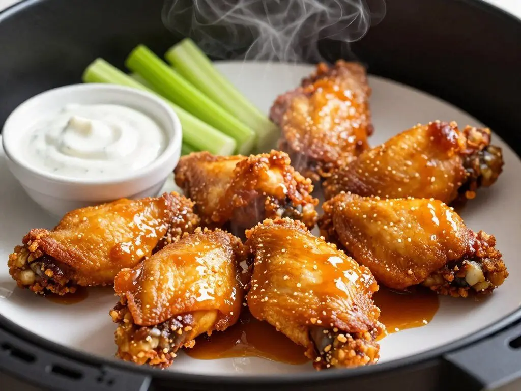 golden crispy air fryer chicken wings with buffalo sauce golden crispy air fryer chicken wings with buffalo sauce