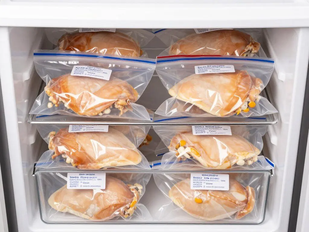 properly stored chicken breast in freezer containers
