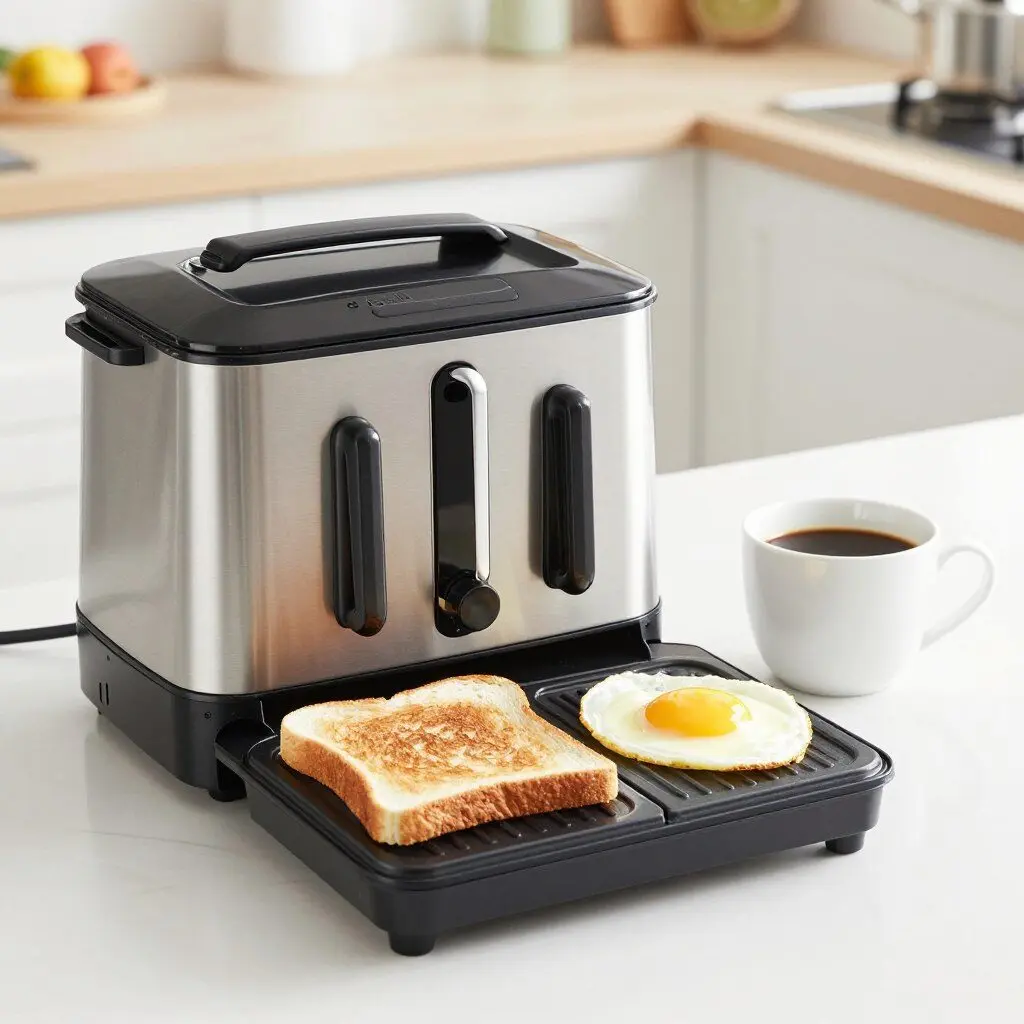 3-in-1 breakfast station with eggs toast and coffee