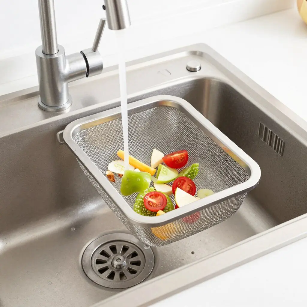 3-in-1 sink drain strainer catching food scraps