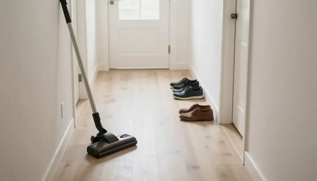 Clean hallway floors after vacuuming
