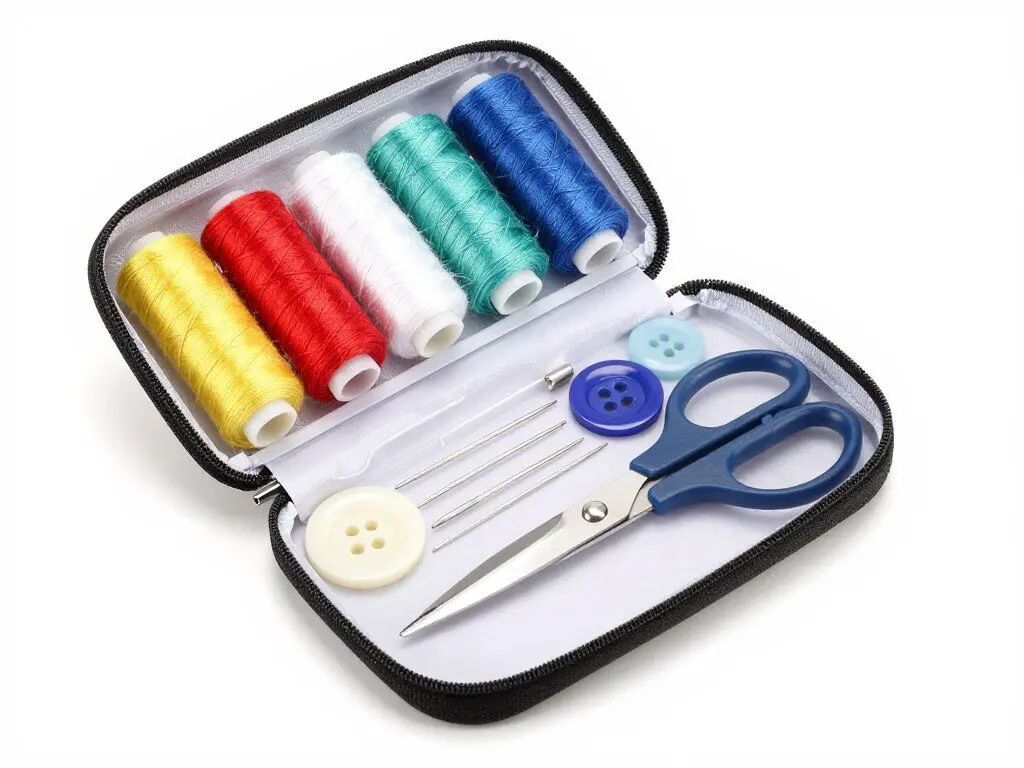 Compact travel sewing kit with essential supplies
