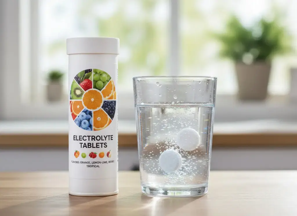 Electrolyte tablets for hydration during travel
