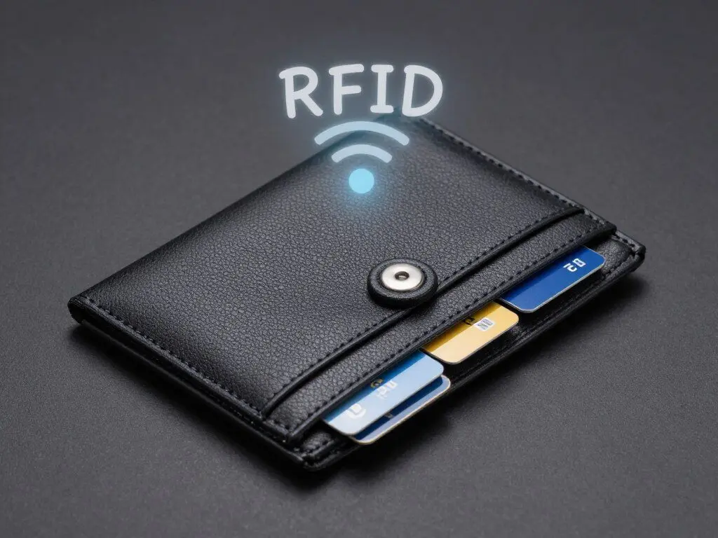 RFID blocking travel wallet with credit cards