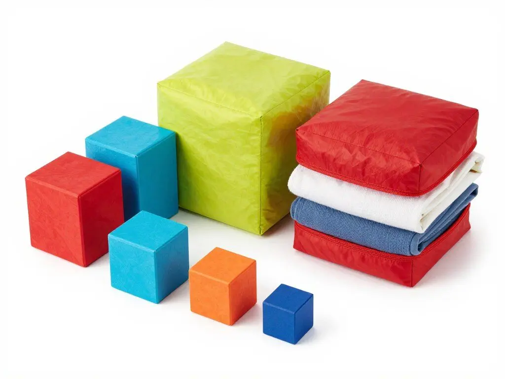 Set of compression packing cubes for travel organization