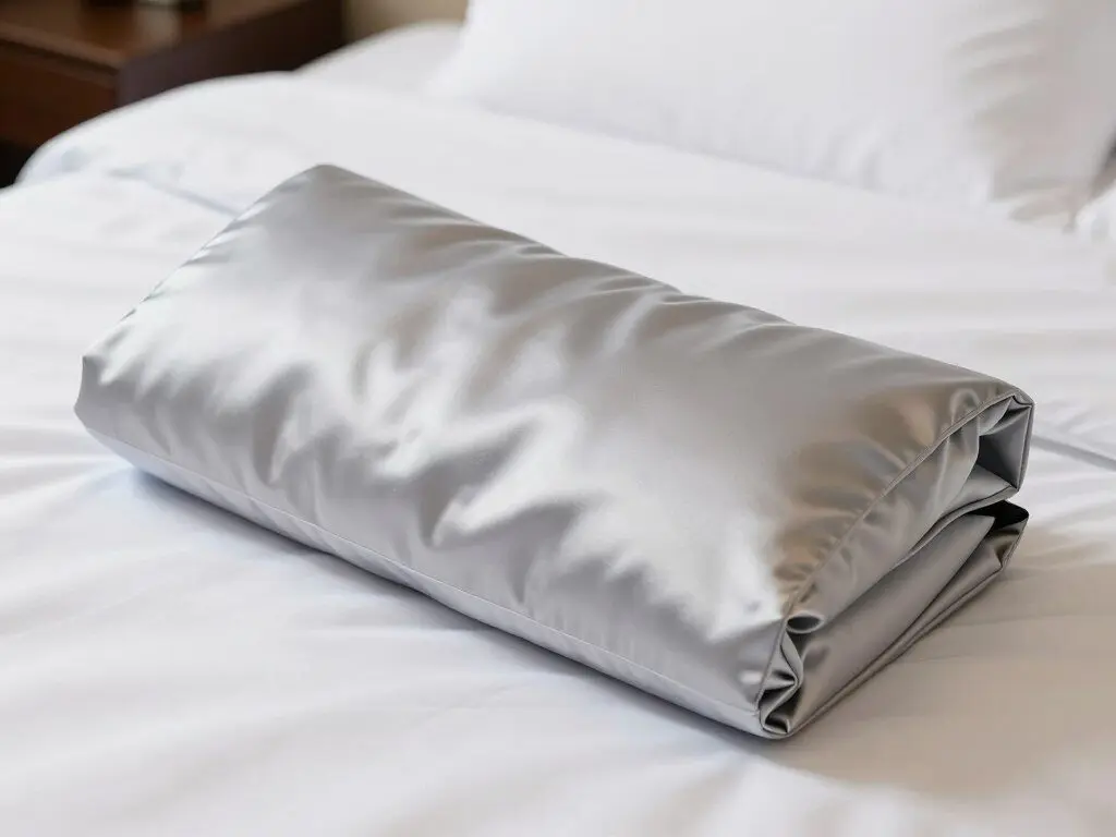 Silk travel pillowcase for hotel pillows