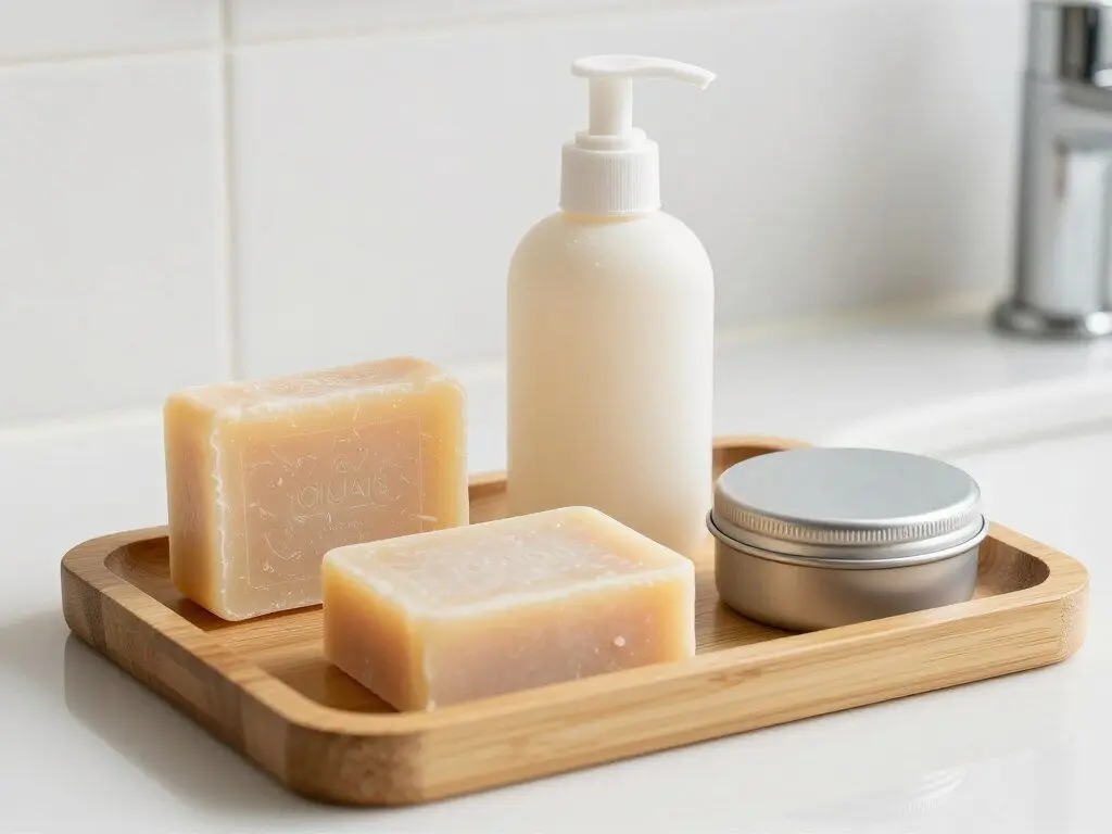 Solid shampoo, conditioner and soap bars for travel
