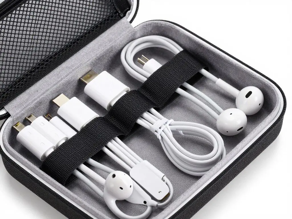 Travel cable organizer with various charging cables