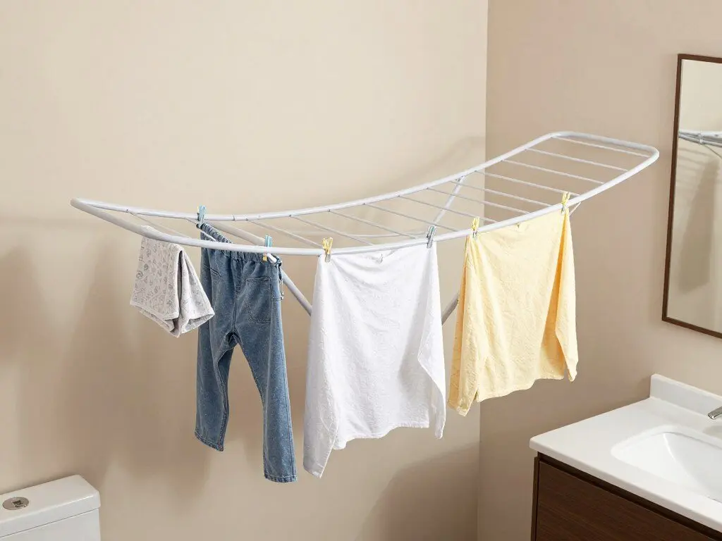 Travel clothesline with attached clothes