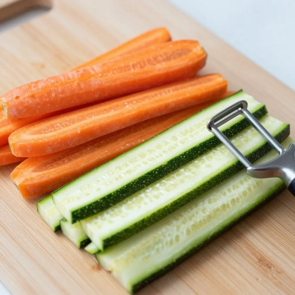 julienne Y-peeler making thin carrot strips