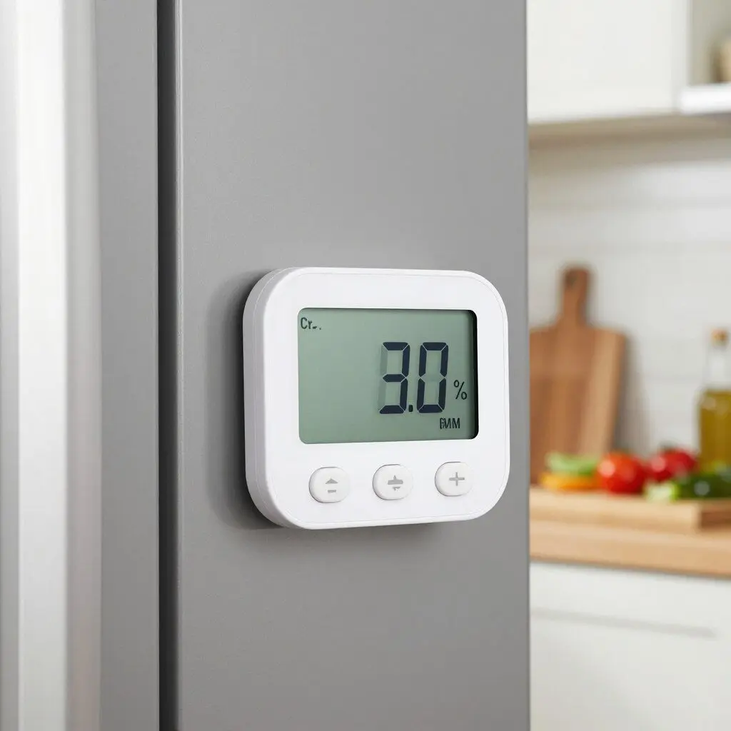 magnetic digital kitchen timer attached to a refrigerator