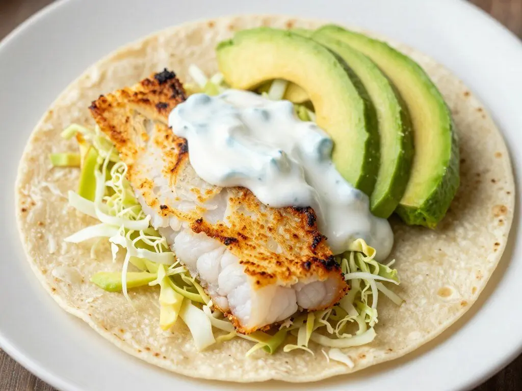 Baked fish tacos with cabbage and avocado Baked fish tacos with cabbage and avocado