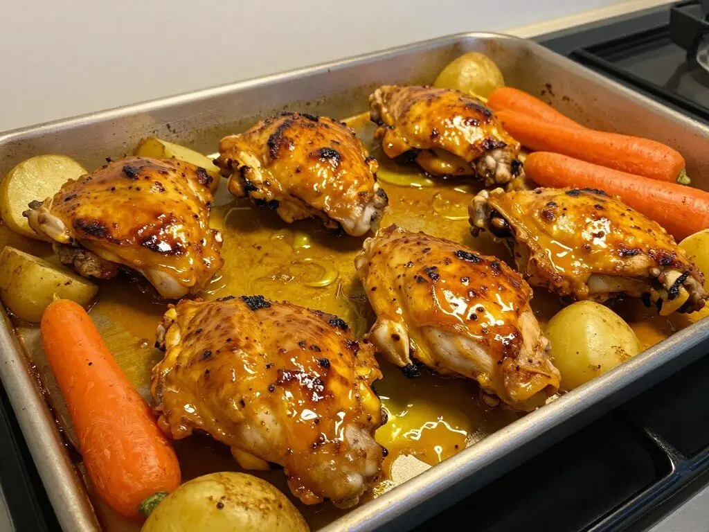 Baked honey mustard chicken with carrots