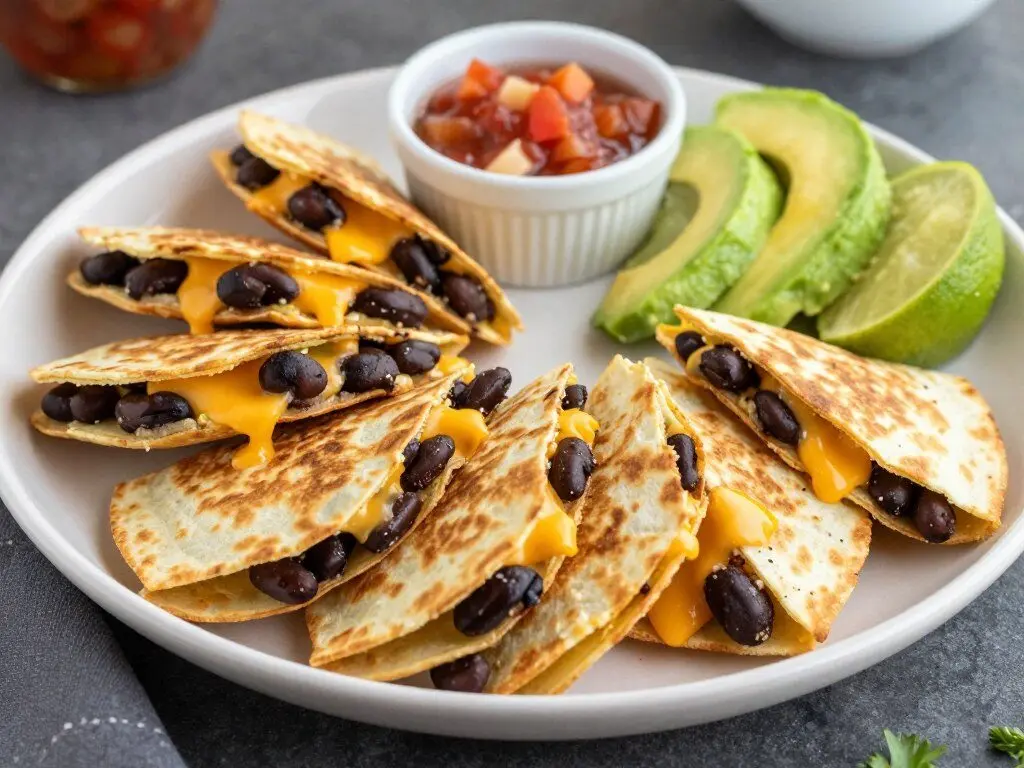 Black bean and cheese quesadillas with salsa