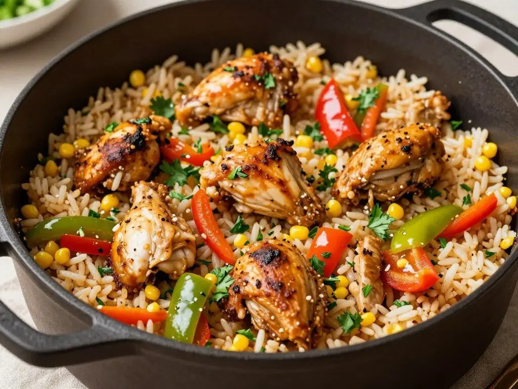 Cajun chicken and rice in a one pot dinner
