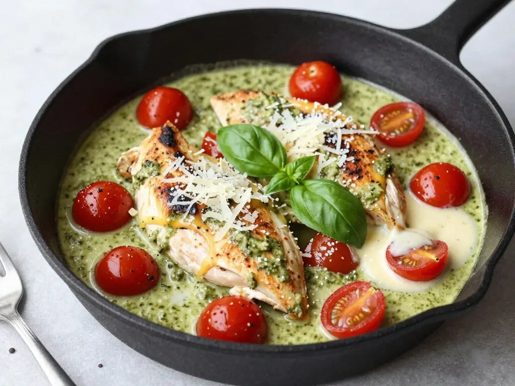 Creamy pesto chicken with tomatoes