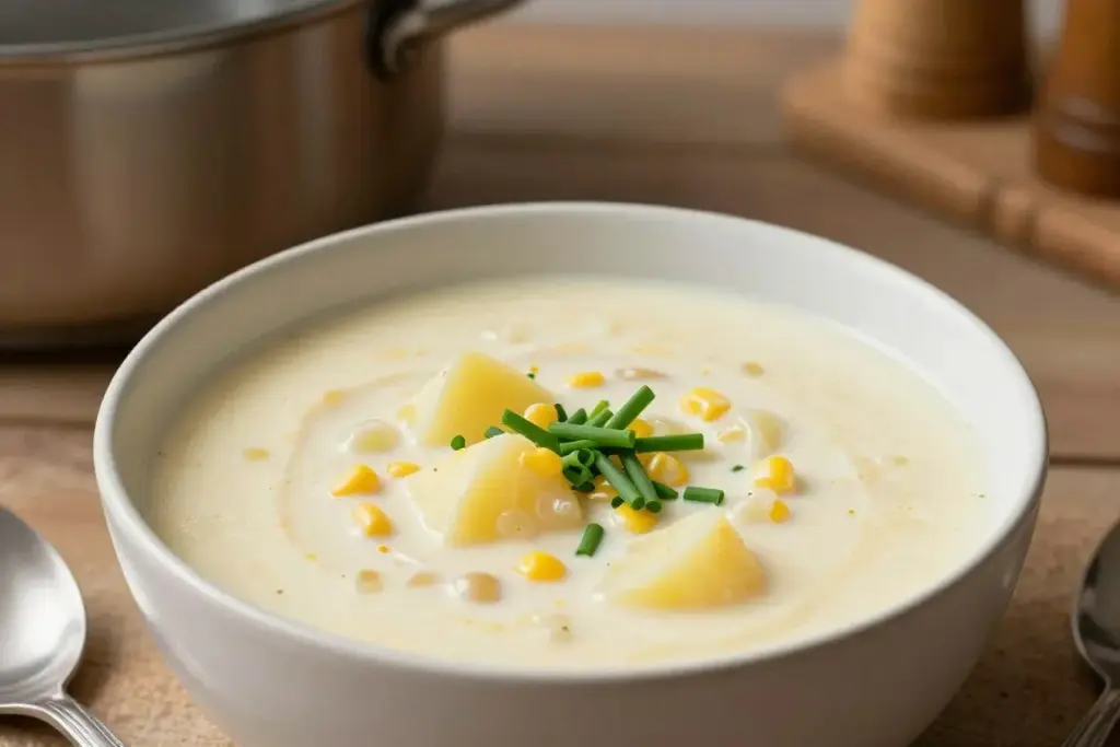 Creamy potato and corn soup