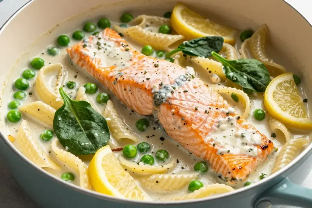 Creamy salmon and risoni one pot meal