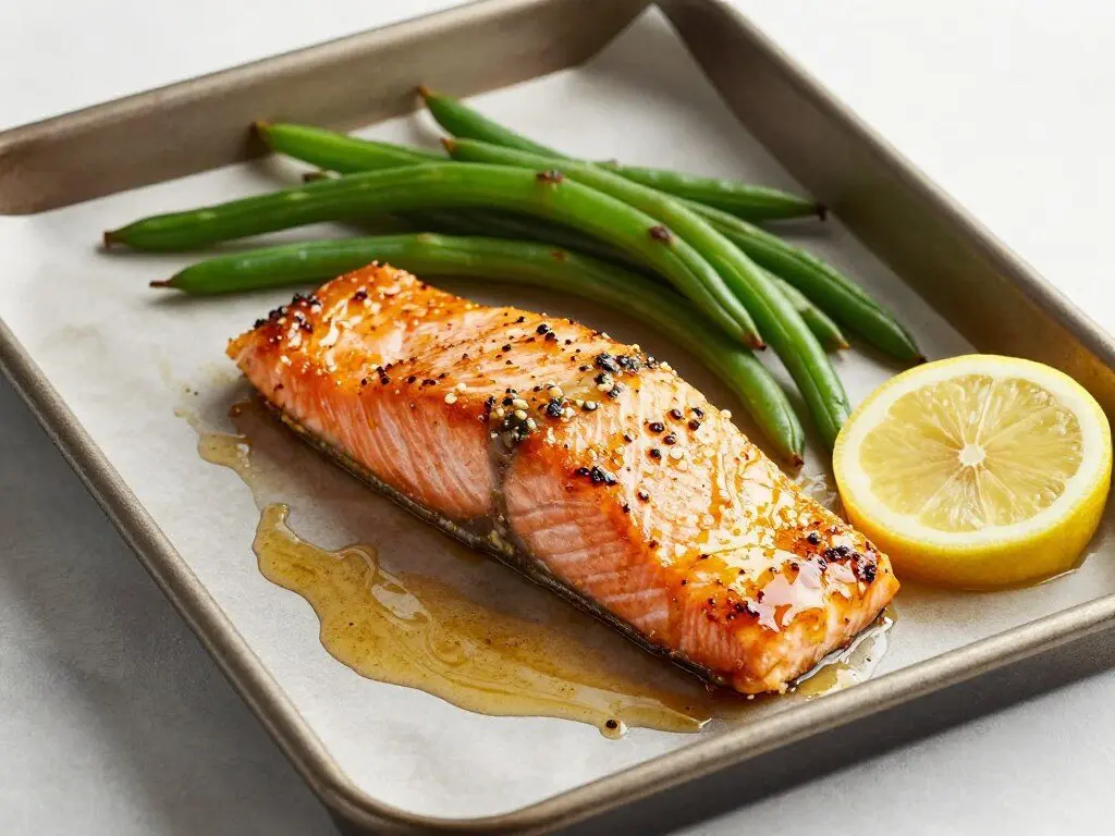 Honey garlic salmon with green beans